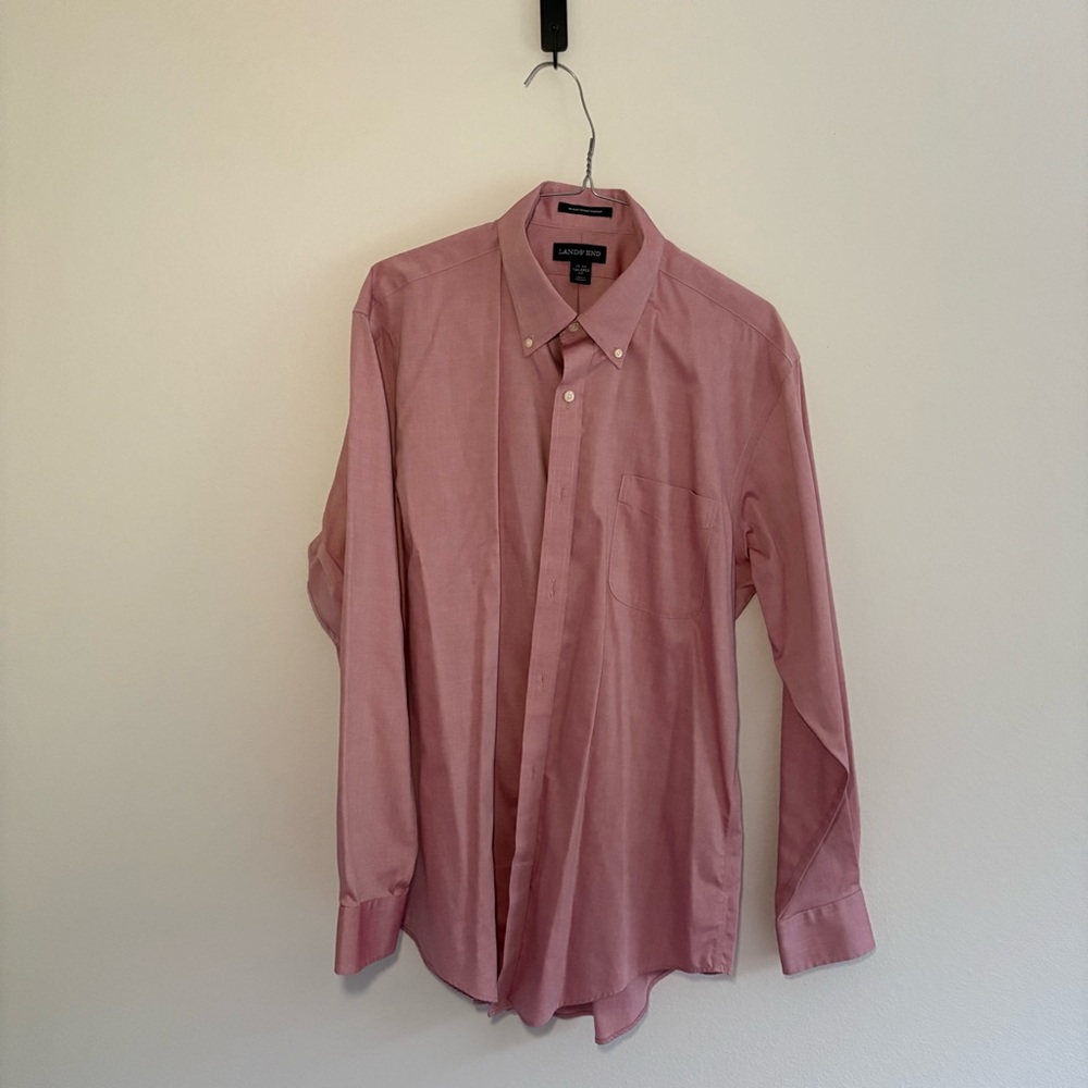 Lands' End Supima No Iron Men's Button-Down Dress Shirt Tailored Fit‎